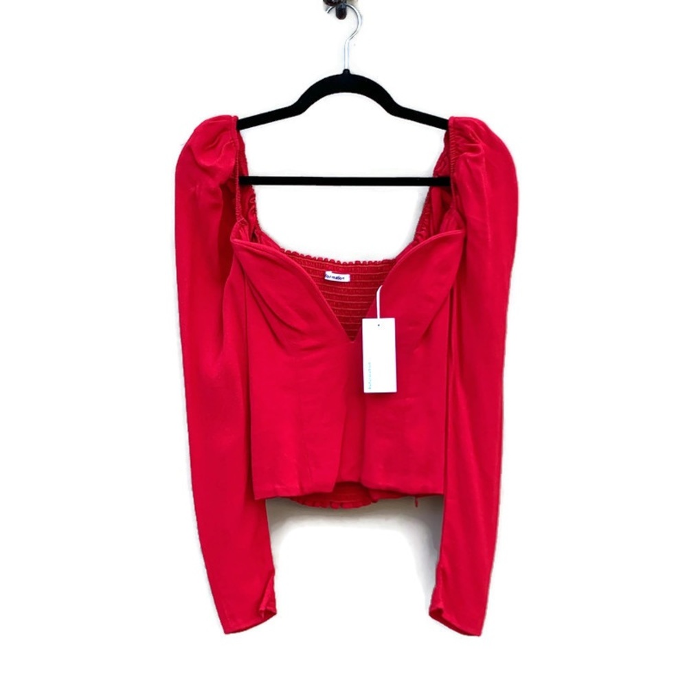 Reformation Roma Plunge Top in Cherry Crepe Bodice Victorian Style NWT Size 2